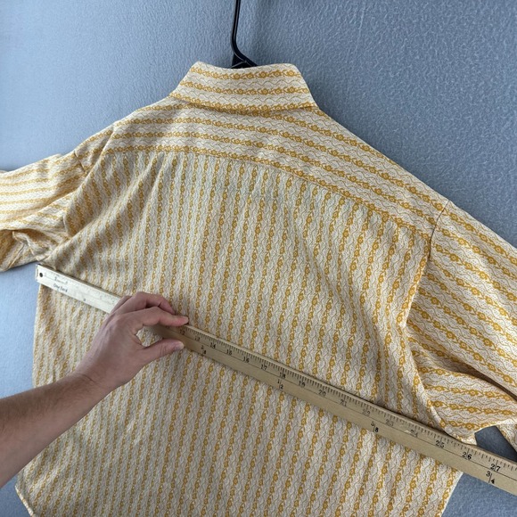 Vintage Arrow Shirt Mens 17.5 L Knit Textured Polyester 70s Button Up Disco - Picture 10 of 14